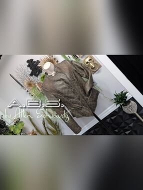 A.B.S. by Allen Schwartz Brown Pu Leather Embroidery Moto Jacket SM